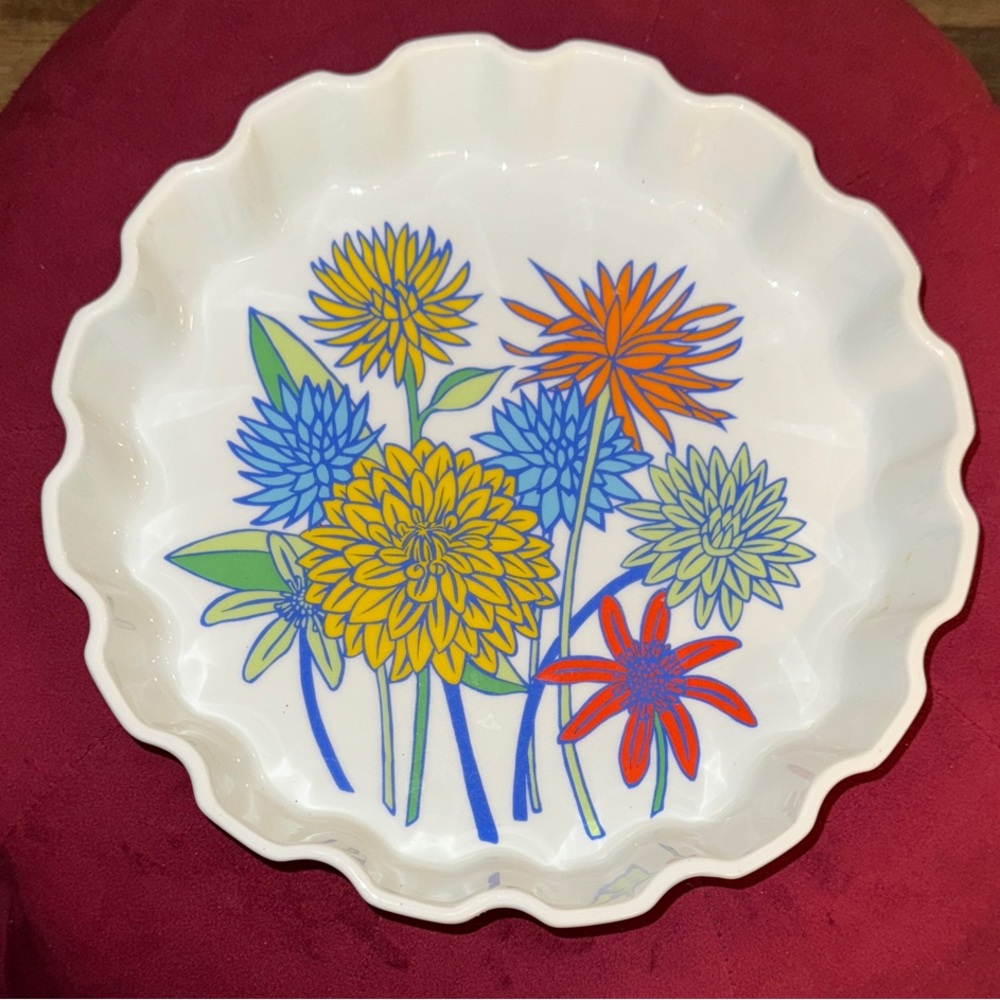 Toscany Fine China Ceramic Round Xanadu Floral Pattern Oven to Table Pie Dish